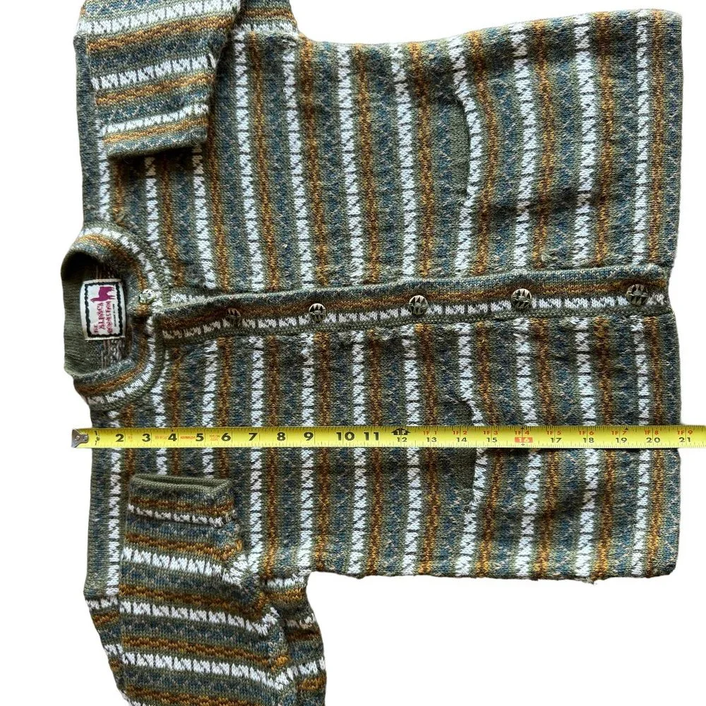 The Alpaca Connection Peru Handmade Stripped Button Front Cardigan Pockets - Picture 11 of 16
